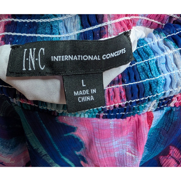 INC Womens Tie Dye Handkerchief Hem Smocked Chiffon Boho Fairy Sparkle Skirt L‎ - Picture 11 of 13